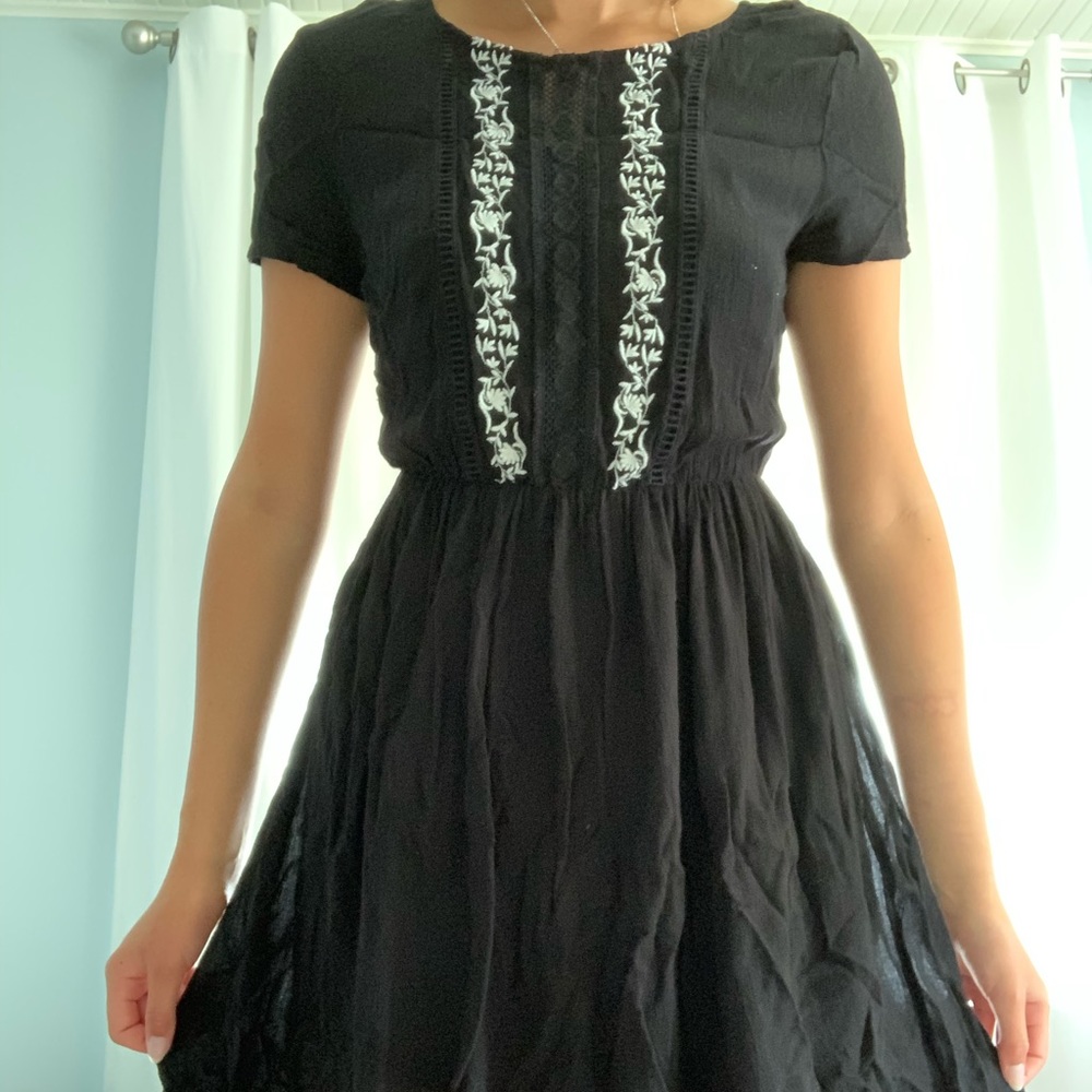 Black dress with white bodice design